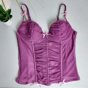 Native Intimates Corset top Ruching Mesh Purple 36B